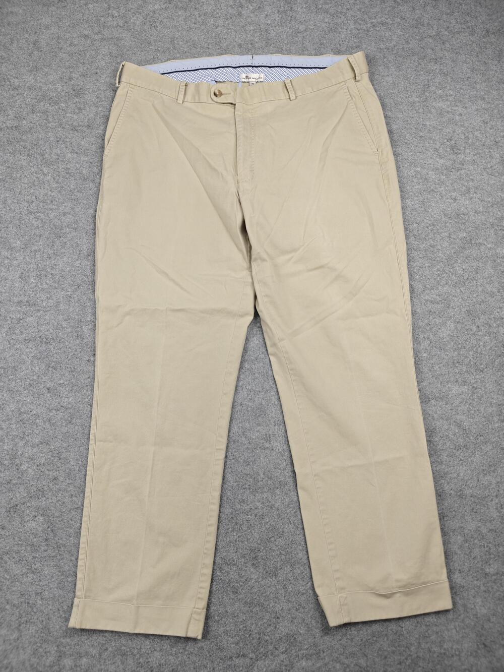 Peter Millar Pants Mens 38x32 Beige Chino Regular Cotton Spandex Stretch Casual